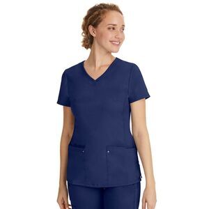 Purple Label Women's Juliet Yoga Scrub Top Navy Size XS, Excellent Condition